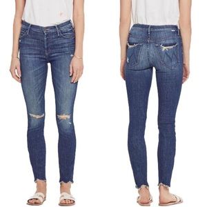 MOTHER. The stunner chew off duty. Distressed skinny button fly high waisted 25